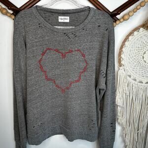 Lauren Moshi High Heel Heart Distressed Sweater